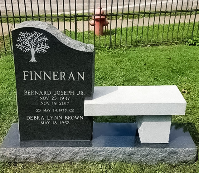 Pfeister Variegated Black Bench Headstone