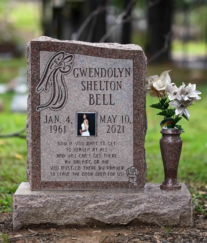 Bell Single Headstone with Square Porcelain Portrait