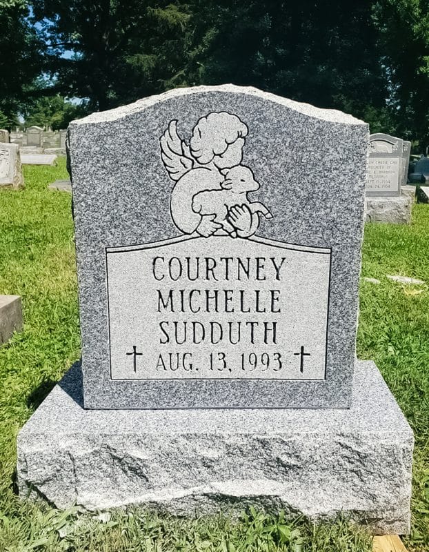 Sudduth Baby Monument with Angel and Lamb Carving Design