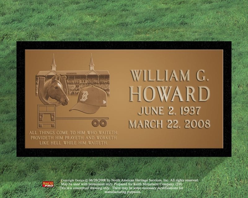 Howard Horse on Bronze Flat Marker