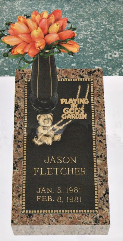 Fletcher Teddy Bear Bronze Plaque on Granite