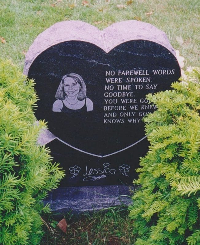 Jessica Heart Shaped Black Infant and Child Tombstone