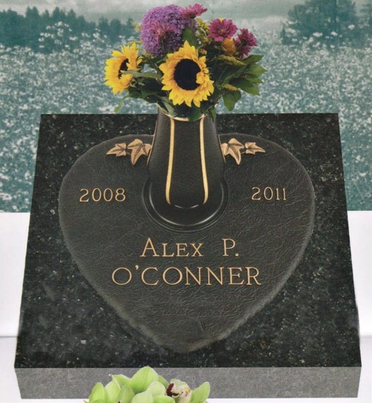 O'Conner Bronze Heart on Child Granite